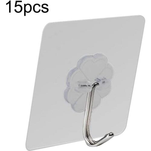 15Pcs Transparent Strong Home Kitchen Hooks Wall Suction Cup Sucker Mount Hook Hanger Kitchen Bathroom Bag Holder Storage Rack