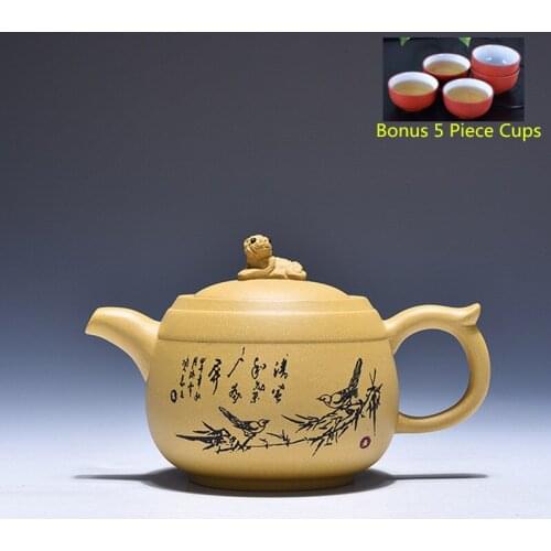 320ml Yixing Zisha Genuine Full Manual Ore Raw Mud Sleeping Tiger Tea Pot Kung Fu Teapot Tea Kettle Set Free Shipping