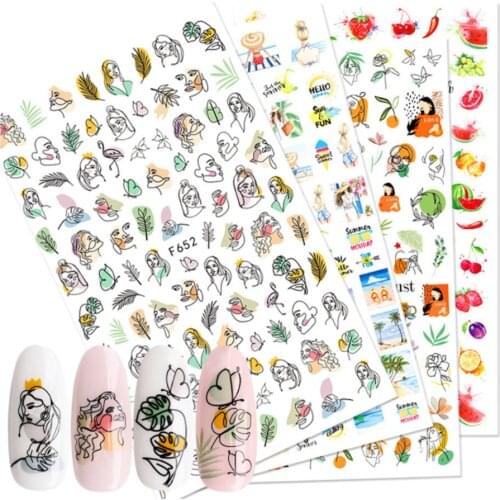1PC Summer Fruits 3D Nail Sticker Watermelon/Strawberry/Avocado /Ice cream Water Decals Slider Manicure DIY Nail Art Decal Decor