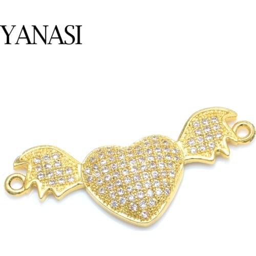 4 Colors Heart Angel Wings Charm Connector Accessories For Women Needlework Jewelry DIY Making Women Bracelet Earrings Jewelry
