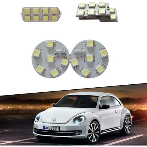 4x for VW Volkswagen Beetle Interior Lights Dome Map Room Roof LED Lamps Reading Light Trunk Panel Update 12V 6500K White Lamp