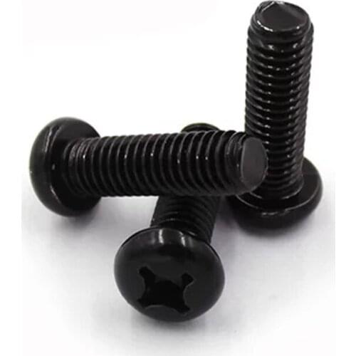 50Pcs M1.4 Round Pan head screws Cross Phillips Precision small Screw bolt black Length 2.5mm-8mm