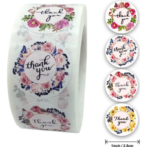 500pcs/roll Thank You Stickers For Seal Labels 1 Inch Gift Packaging Stickers Birthday Party Offer Stationery Sticker