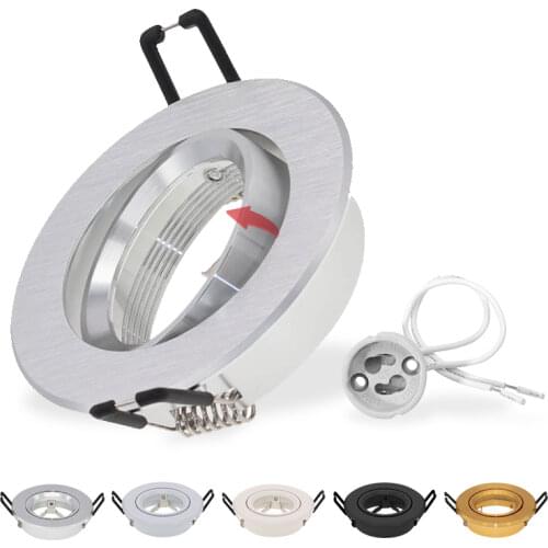 Cutout 65mm Round Chrome LED Recessed Ceiling Light Adjustable Fixture For GU10 MR16 Fitting Mounting Ceiling Spot Lights Frame