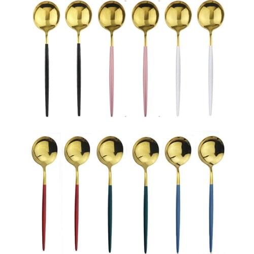 6Pcs Tea Spoon Polished Stirring Coffee Spoon Dessert Ice Cream Stainless Steel Spoons Kitchen Accessories Flatware