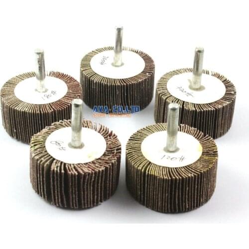 1 Set 5 Pieces 50x25mm Abrasive Flap Sanding Wheel 6mm Shank 80,120,180,240,320 Grit