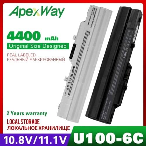 Apexway BTY-S11 BTY-S12 Laptop Battery for MSI Wind U90 U100 U210-006US Wind12 U200 U210 U230 For Medion Akoya Mini E1210