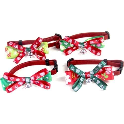 Pet Accessories for Cat Collar with Bell Christmas Pet Decoration Small Dog Tie Adjustable Size Puppy Collar Christmas Cat Tie