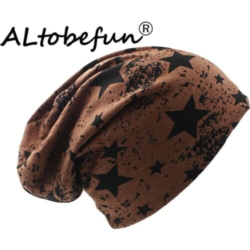 ALTOBEFUN Unisex Warm Plain Skullies Hats Ring Design Five-pointed star Winter Men Women Hip-Hop Caps Beanie Hat BA-41