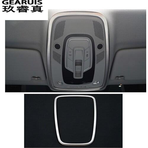 Car-styling Reading Light Dome Panel Decorative Frame Cover Trim Interior Molding stainless steel Sticker For Audi A4 B9 2017