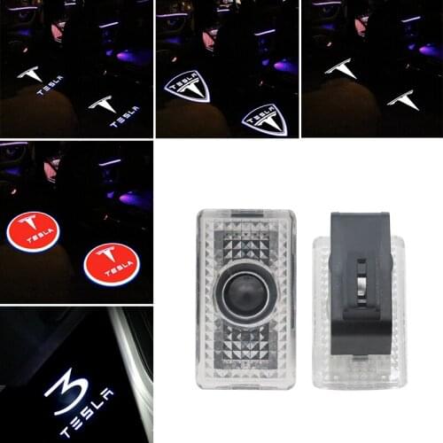 Car LED 3D Logo Shadow Light Welcome Light Nano Decorative Signal Lamp For Tesla Model 3 Model X Model S Model Y Accessories
