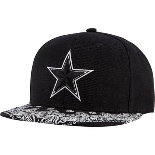 Fashion Pentagonal Star Baseball Cap for Men Women Hip Hop Rap Hat Black