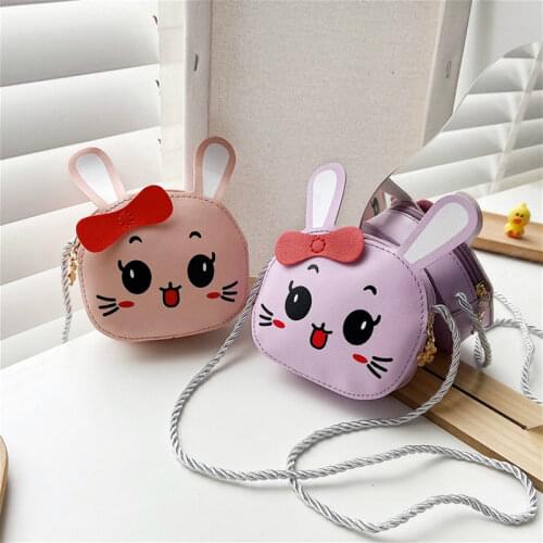 PU Leather Children Small Shoulder Crossbody Bags Cute Cartoon Bunny Girls Baby Mini Coin Purse Lovely Kids Boys Wallet Handbags