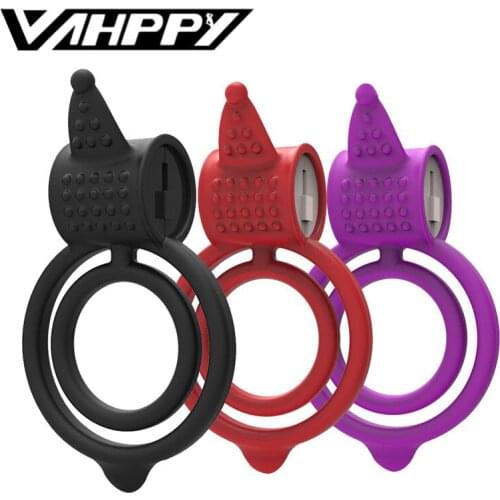 Double vibrating sex cockring for men cock cage anneau penis ring cock rings silicon Male chastity belt sex toys anillo vibrador
