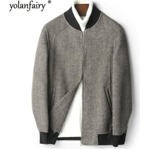 YOLANFAIRY Autumn Winter Double Sided Wool Coat Warm Real Wool Baseball Jacket 2020 Top Qulality Abrigo Hombre D-04-1951 MF634
