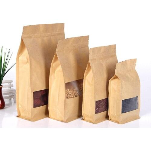 Ferimo 100pcs Side dog food bags sand-grinding Kraft paper bag dry fruit food storage bag