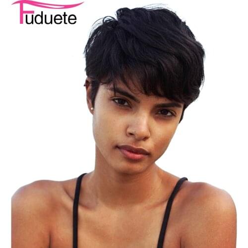 Fuduete Pixie Cut Wig Human Hair Short Wig Natural Hair Wigs For Women Full Machine Made Wigs Brazilian Hair Wigs Remy