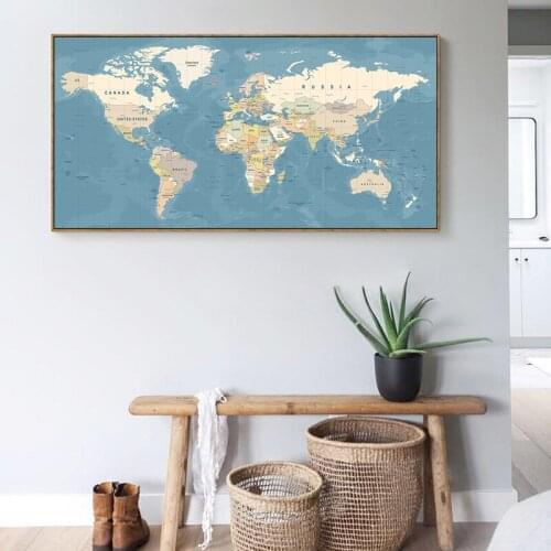 World Map Decorative Picture Canvas Vintage Poster Nordic Wall Art Print Large Size Painting Modern Study Office Room Decoration