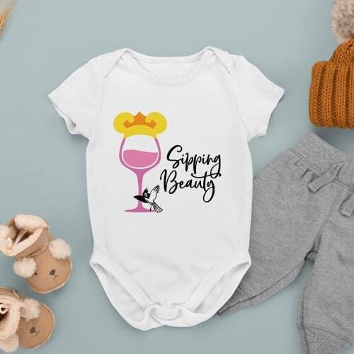Newborn Jumpsuit 0-24M Disney Sleeping Beauty Printing Comfortable Dropship Baby Bodysuits Wine Glass Princess Four Seasons Cute