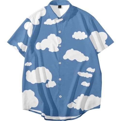 2021 Summer Short-Sleeved Loose Shirt Plus Size Summer Cloud Creative 3D Printing Shirt Mens Top Beach Shirt Shirt For Man S-6XL