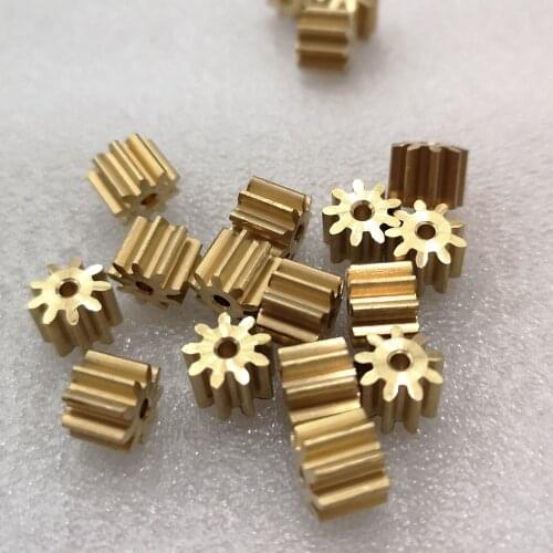 10pcs/Lot 0.8M 9T 0.8M 9 Teeth 2mm hole copper gear FC280 DC Motor Gear