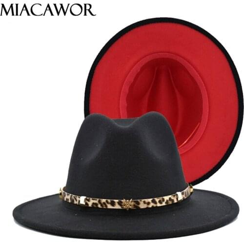 MIACAWOR Ladies Autumn And Winter Warm Hat Sun Hat Mens Fedora Hat Classic Wide-Brimmed Felt Hat Imitation Eool Hat F50