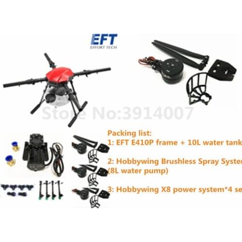 EFT E410P 10L Agricultural Spray Drone Frame Kit Four-axis 10kg Hob bywing Brushless Water Pump with Hob bywing X8 Power System
