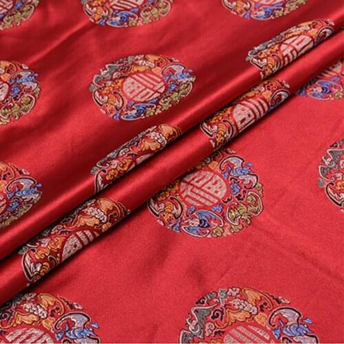 New arrival brocade yarn dyed Fu characte fabric for patchwork felt tissue telas dress bed sheet children cloth coat 100x150cm