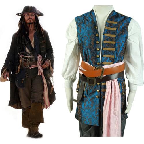 Pirate Jack Cosplay Sparrow Cosplay Costume Vest Only Halloween Carnival Christmas Boy Men Coat Vest