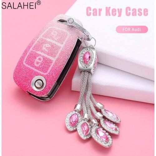 Plastic Car Key Case Cover With Diamond For Audi A3 8P 8V A4 B7 B8 B5 B9 A1 A5 Q7 Q5 A6 4F C6 C5 C7 C4 TT Q3 S3 A7 A8 C4 TT 8N