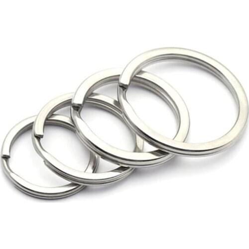 20pcs 12/15/20/25/28/30mm Flat Circle Stinless Steel Keychain or Split Rings Keychain Making Findings Handmade Accessories DIY