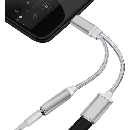 Portable High Quality 2 in 1 Type-C to 3.5mm Jack Headphone Charger Audio Cable Adapter Converter Phone Electronic Accessories