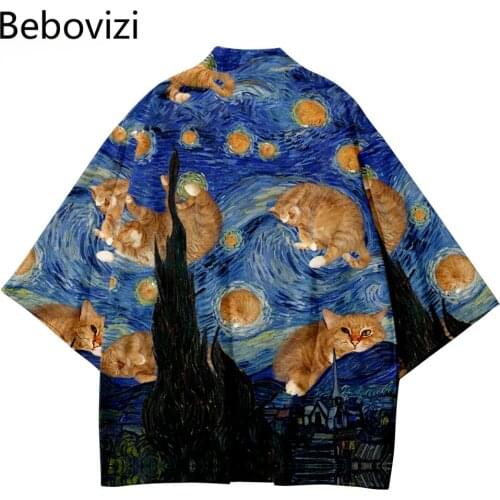 Plus Size 4XL 5XL 6XL Japanese Asian Harajuku Streetwear Cardigan Women Men Haori Fashion Van Gogh Kimono Cosplay Yukata Clothes