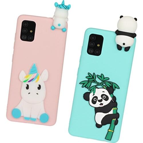 S21 Ultra Case for Coque Samsung Galaxy A02S A12 A32 A42 A52 A72 5G S21 Plus Case Kawaii 3D Unicorn Panda Silicone Cover Women