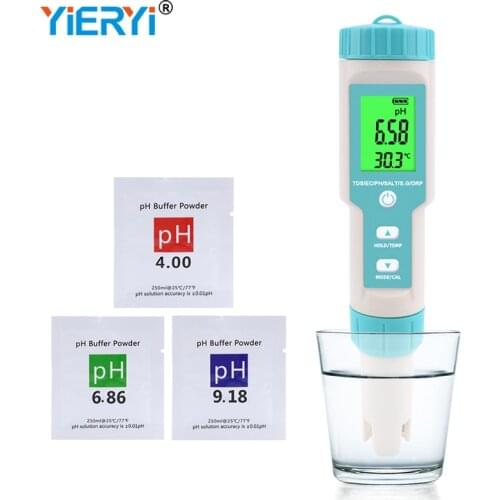 7 in 1 Tem EC TDS ORP PH Salinity S. G Meter Test Water Quality Purity Digital Tester Monitor Waterproof for Drinking Water Soup