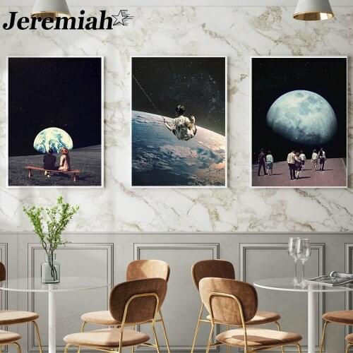 Modern Abstract Planet Canvas Poster Moon Surface Swing Painting Wall Art Nordic Creative Home Room Decoration Accessories