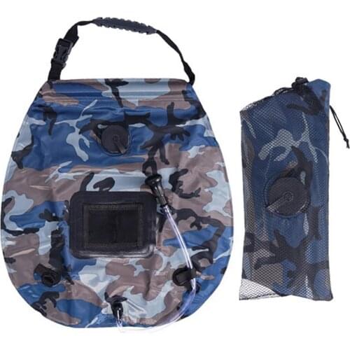 Solar Shower Bag 20L Solar Camouflage Water Bags Portable Camping Shower Bath Bag With Connecting Pipe Rotary Nozzle For Campimg