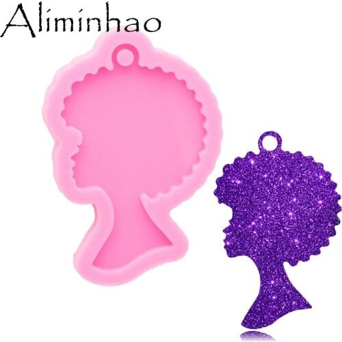 DY0798 Super Glossy Woman Head Resin Mold, Mould Craft Keychain, Silicone Mold For Epoxy Resin Jewellery Making