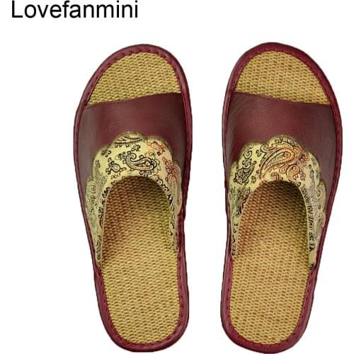 Genuine Cow Leather slippers couple indoor non-slip men women home fashion casual single shoes PVC soft soles spring summer 516