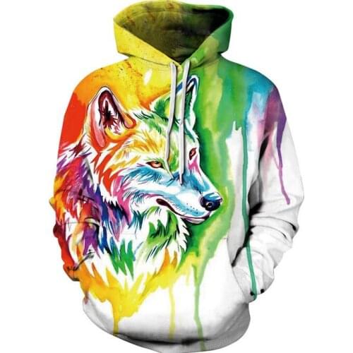 S-XXXL New Autumn 3D multicolour Printed wolf Hoodies Men/Women Sweatshirt With Cap Pullover Streetwear Jacket Thin Hooded Tops