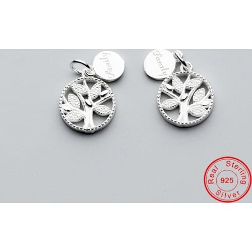 UQBing 100% 925 Sterling Silver Round Hollow Life Tree Charms For DIY Charm Bracelet Necklaces Jewelry Making
