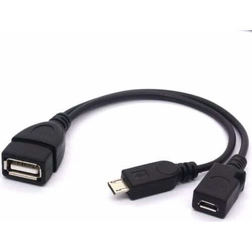 USB Type Female to Micro USB Male Host OTG with Micro USB Female Y Cable