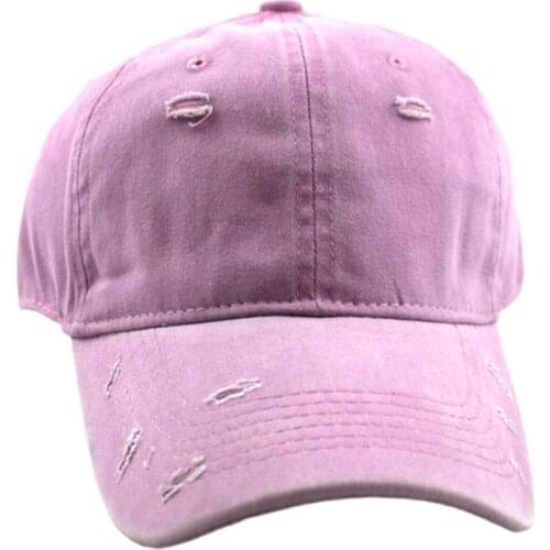 Unisex Vintage Washed Cotton Baseball Cap Distressed Ripped Solid Color Sunscreen Outdoor Sport Snapback Sun Visor Hat