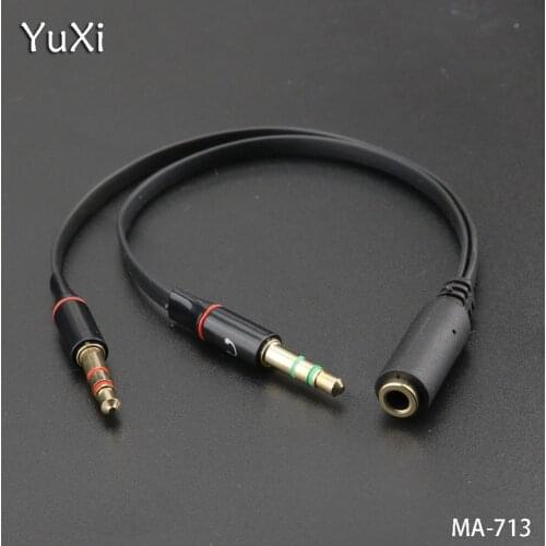 YuXi 2pcs/lot 3.5mm 3 section Audio Cable audio line two in one conversion head headset cable splitter audio cable adapter