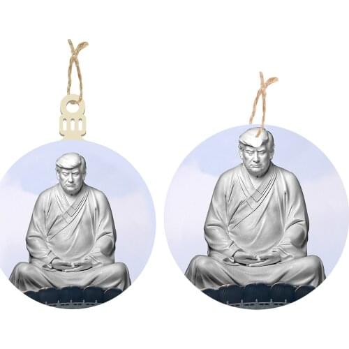 Pensive Trump Hanging Ornament Trump Wooden Decorative Listing Pendant Home Decoration President Trump Doll Pendant Party Gift