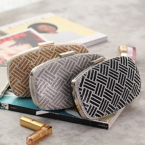 Golden Diamond Wedding Clutch Bag Elegant Party Evening Clutch Purse and Handbag for Women Luxury Designer Crossbody Bag