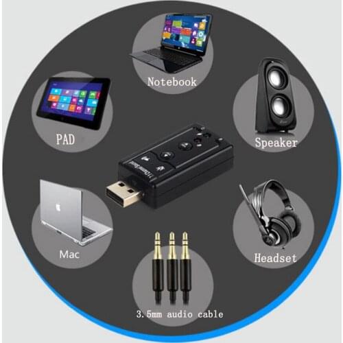 Audio Usb 7.1 Canali Esterna 3D Sound Adattatore Pc Notebook Card Adapter Full-Speed Can Work With Either Desktop Or Laptop