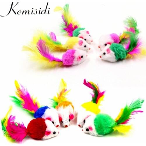 10 Pcs Cat toys False Mouse Pet Cat Toys Mini Funny Playing Toys For Cats with Colorful Feather Plush Mini Mouse Toys