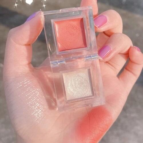 2 In 1 Highlight Blush Ice Cube Two-color Sweet All-in-one Multi-purpose Mashed Potatoes Ginger High-gloss Blusher Portable
