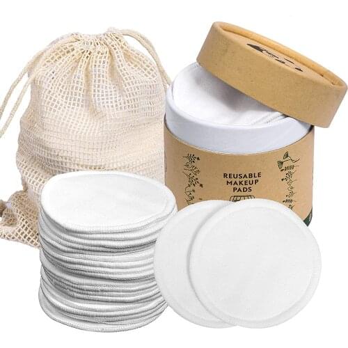 20PCS Reusable Makeup Remover Pads With Laundry Bag Reusable Cotton Pad Natural Konjac Facial Sponge For All Skin Types Washable
